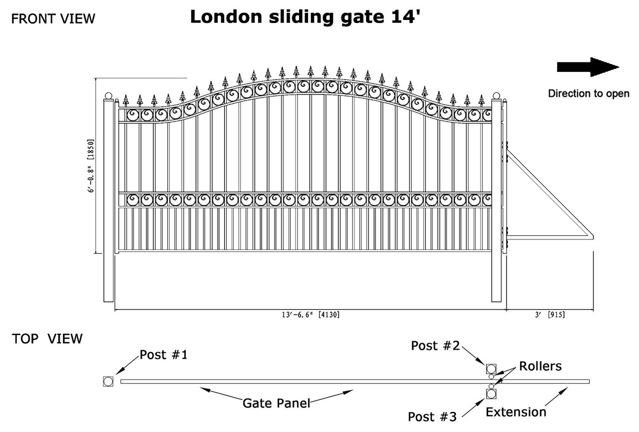 ALEKO DG14LONSSL-AP Steel Sliding Driveway Gate - LONDON Style - 14 x 6 Feet